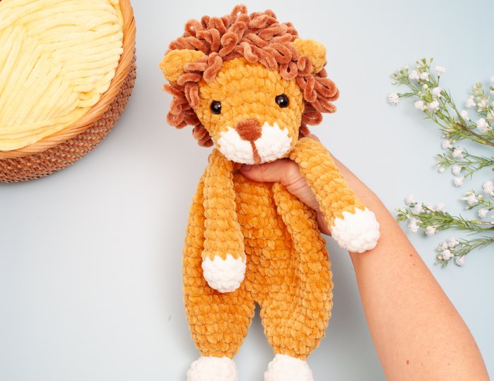 Löwe Baby Schmusetuch & Kuscheltier – Löwen-Schnuffeltuch Häkelanleitung