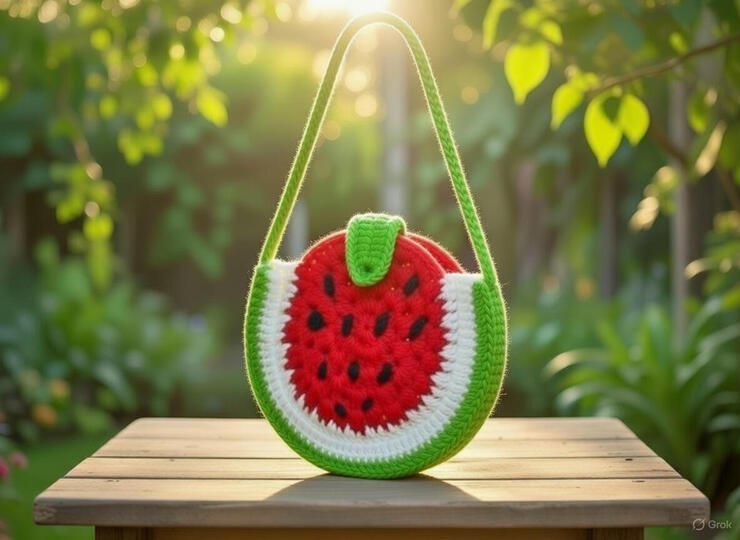 Wassermelonen-Häkel-Tasche Muster PDF + Video Tutorial | nontycrochet