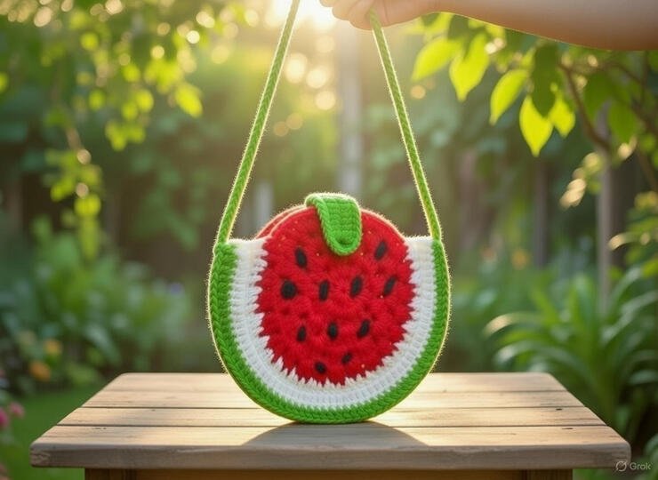 Wassermelonen-Häkel-Tasche Muster PDF + Video Tutorial | nontycrochet