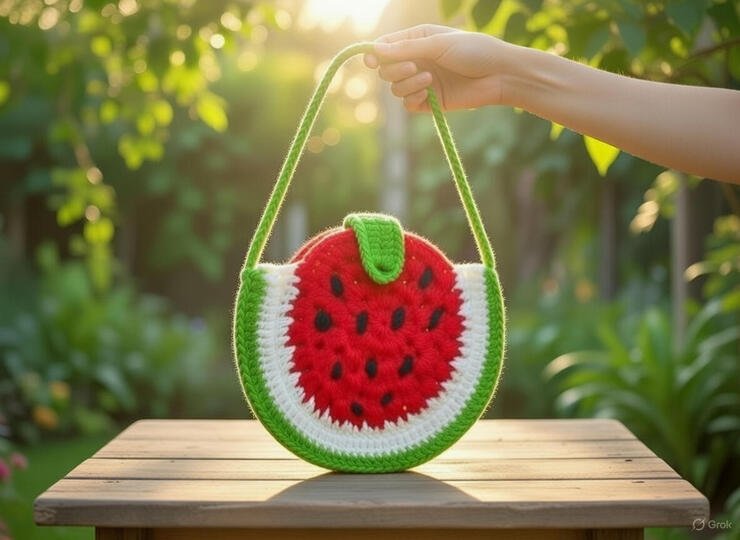 Wassermelonen-Häkel-Tasche Muster PDF + Video Tutorial | nontycrochet