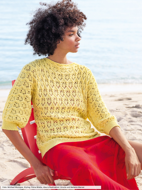 Pulli mit Zopf-Lochstrukturen