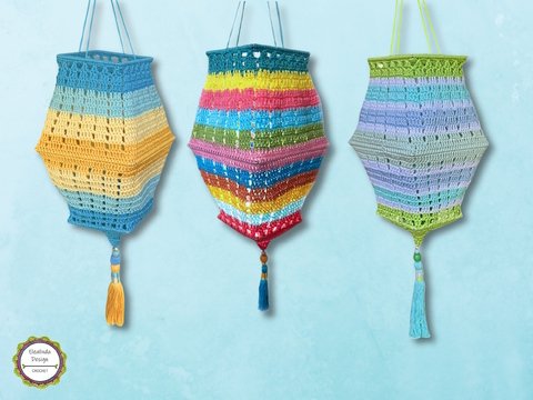 Boho Romance Lampion, Laterne eckige Form, ausführliche Häkelanleitung PDF