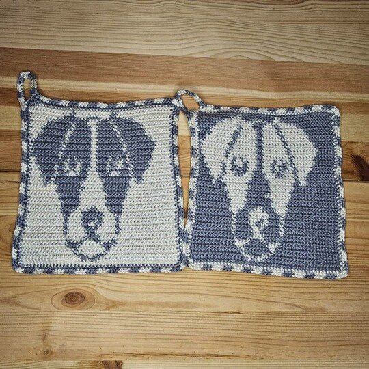 Häkelanleitung Topflappen "Jack Russel"