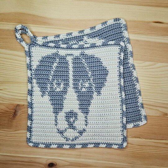 Häkelanleitung Topflappen "Jack Russel"