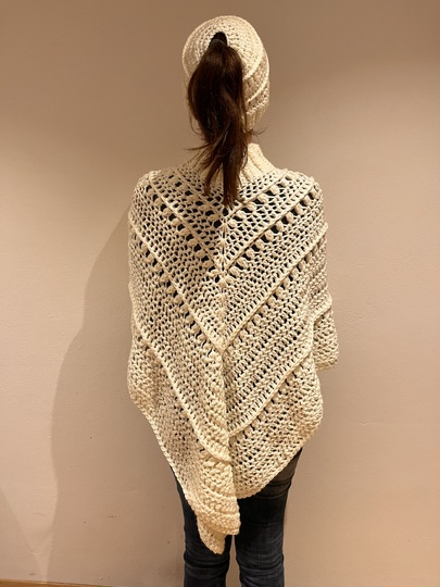 Set Messy Bun und Poncho/ Schalkragen "Vintage"