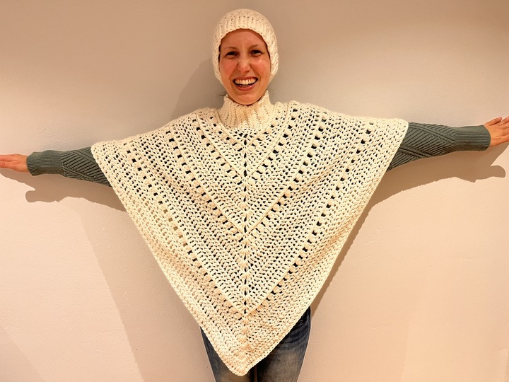 Set Messy Bun und Poncho/ Schalkragen "Vintage"