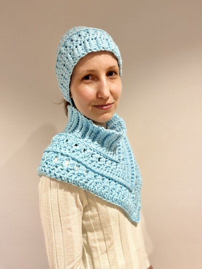 Set Messy Bun und Poncho/ Schalkragen "Vintage"