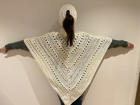 Set Messy Bun und Poncho/ Schalkragen "Vintage"