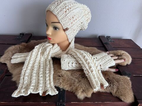 Strickanleitung SET Beanie, Stulpen und Schal Einheitsgröße