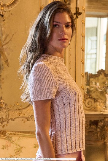 Kurzarmpulli mit Stehkragen