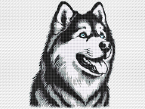 Kreuzstichvorlage Husky Snorre für kreative Hundeliebhaber:innen, PDF u PNG