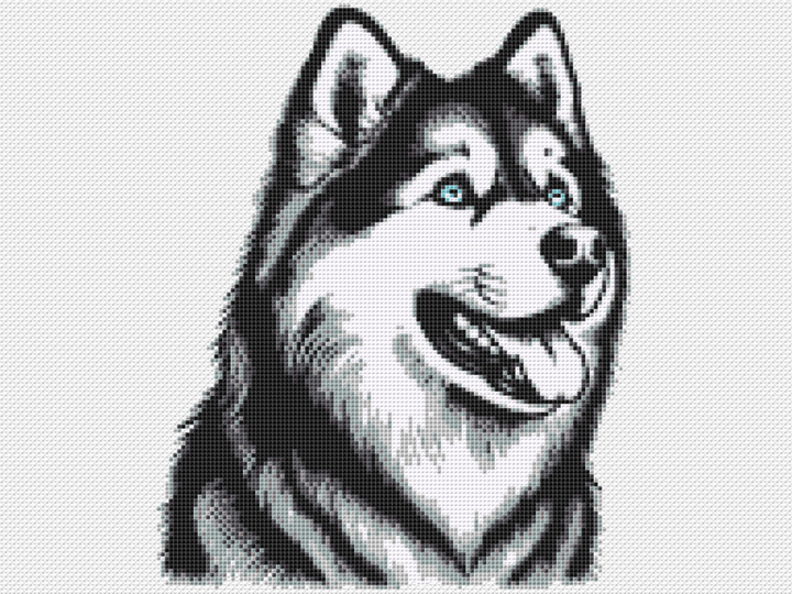 Kreuzstichvorlage Husky Snorre für kreative Hundeliebhaber:innen, PDF u PNG