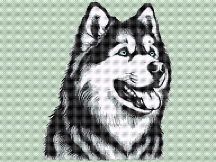 Kreuzstichvorlage Husky Snorre für kreative Hundeliebhaber:innen, PDF u PNG