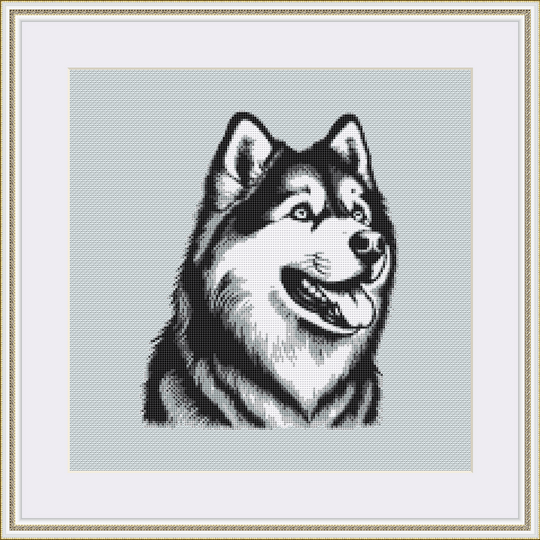 Kreuzstichvorlage Husky Snorre für kreative Hundeliebhaber:innen, PDF u PNG