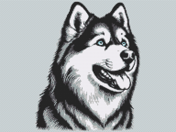 Kreuzstichvorlage Husky Snorre für kreative Hundeliebhaber:innen, PDF u PNG
