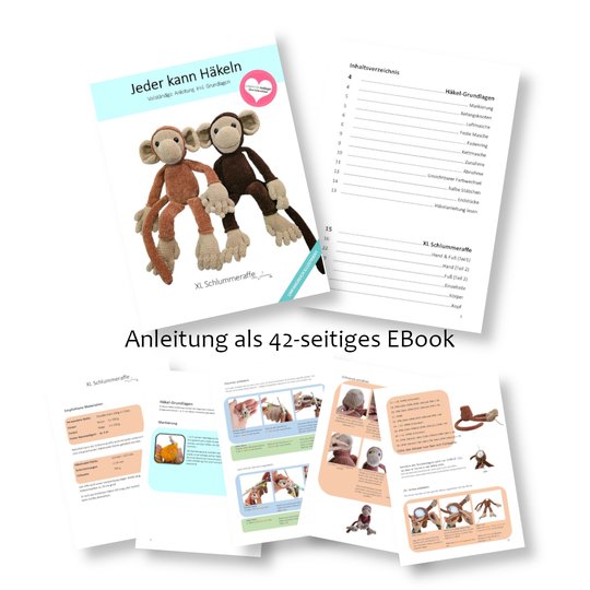 XL Schlummeraffe – große Amigurumi Häkelanleitung (PDF) | Deutsch | ca. 90