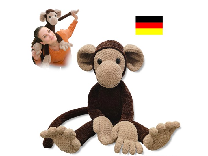 XL Schlummeraffe – große Amigurumi Häkelanleitung (PDF) | Deutsch | ca. 90