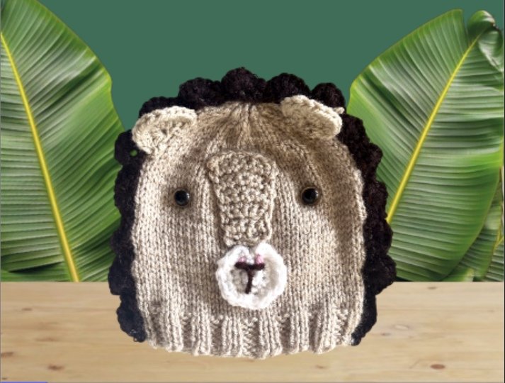 Strickanleitung Babymütze Löwe von 0 bis 6 Monaten