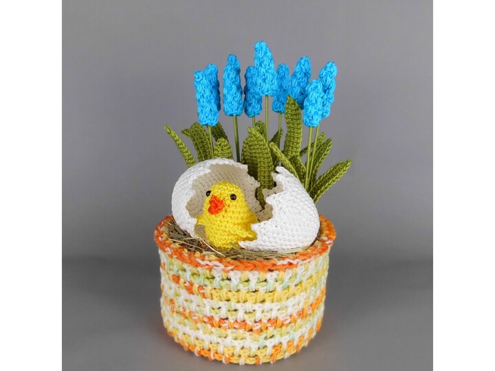 Easter Decor Spring Arrangement With Baby Chick - Crochet Pattern