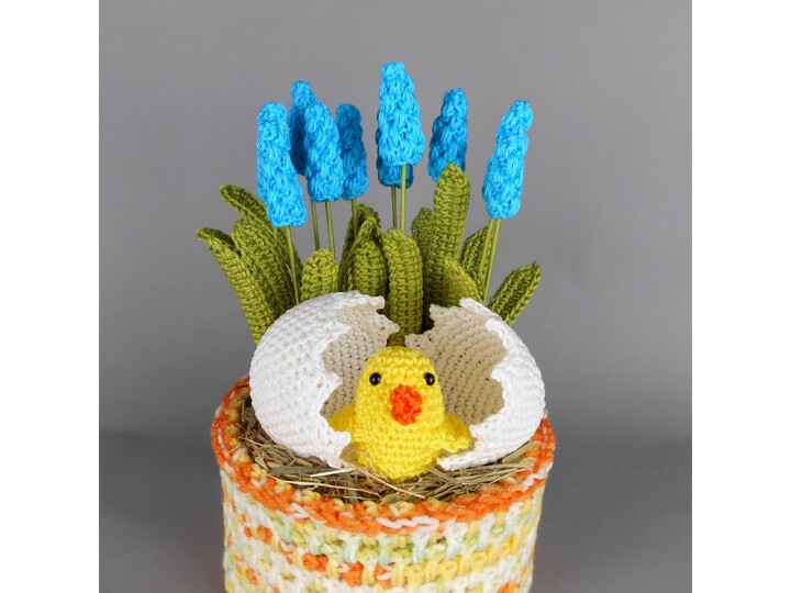 Easter Decor Spring Arrangement With Baby Chick - Crochet Pattern