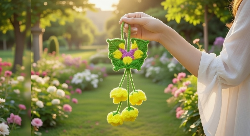 Häkelanleitung Schmetterling & Blumen Charm Bag – PDF + Video