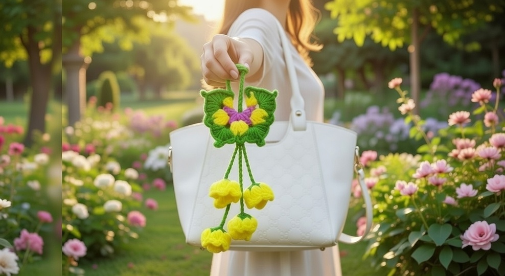 Häkelanleitung Schmetterling & Blumen Charm Bag – PDF + Video