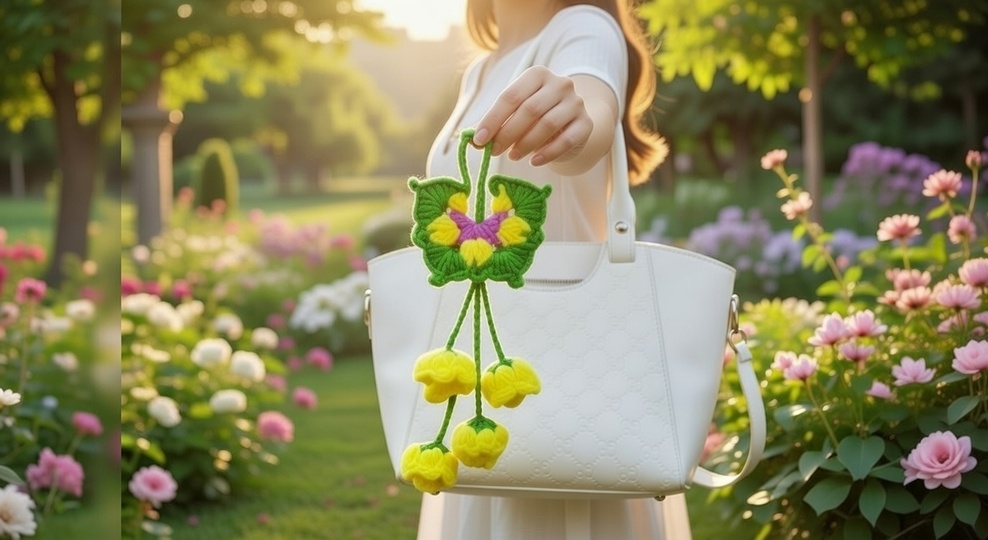 Häkelanleitung Schmetterling & Blumen Charm Bag – PDF + Video