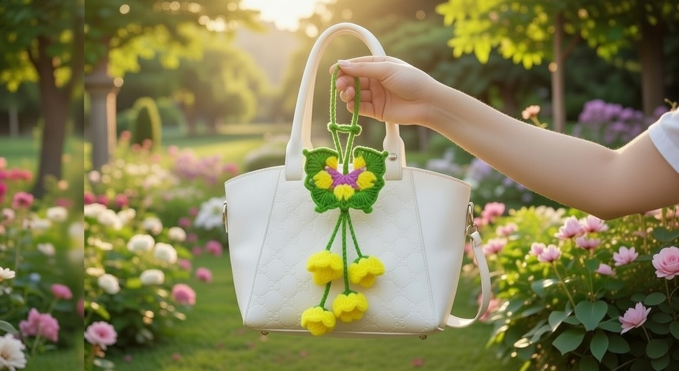 Häkelanleitung Schmetterling & Blumen Charm Bag – PDF + Video