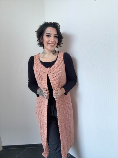 Häkelanleitung Longweste "PFIRSICH"