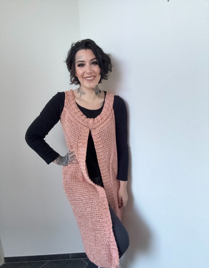 Häkelanleitung Longweste "PFIRSICH"