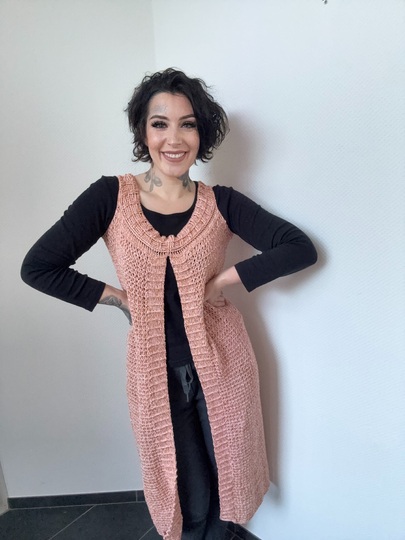 Häkelanleitung Longweste "PFIRSICH"