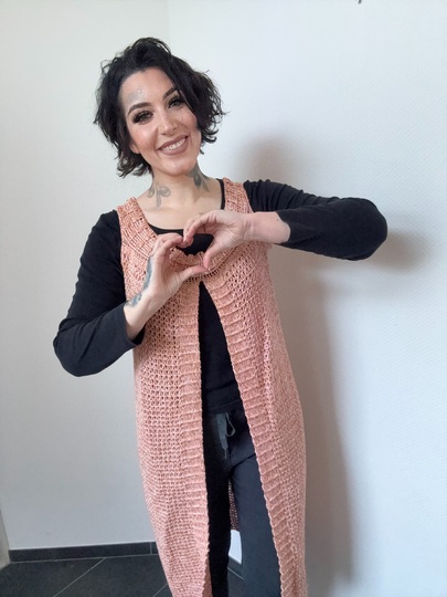 Häkelanleitung Longweste "PFIRSICH"