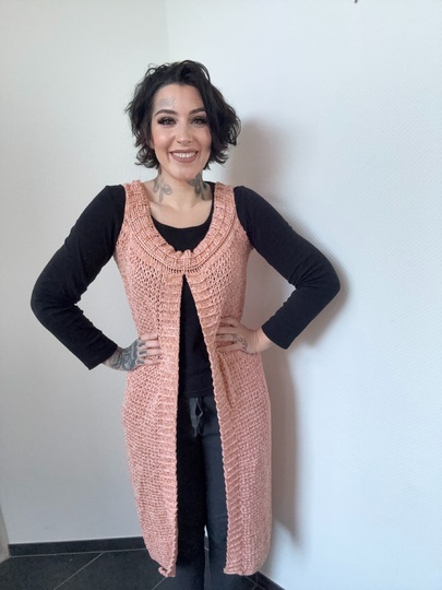 Häkelanleitung Longweste "PFIRSICH"