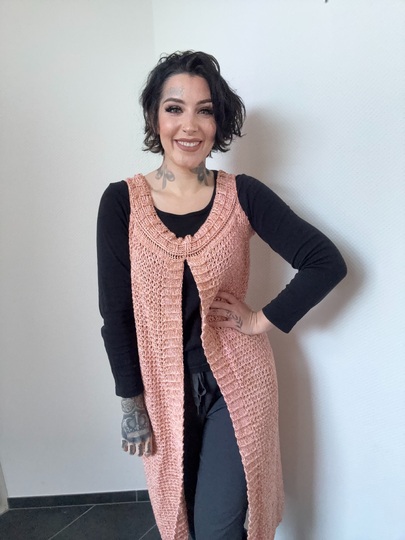 Häkelanleitung Longweste "PFIRSICH"