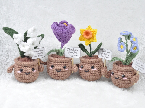 Crochet Pattern Support Plant – Spring Version (Set of 4)