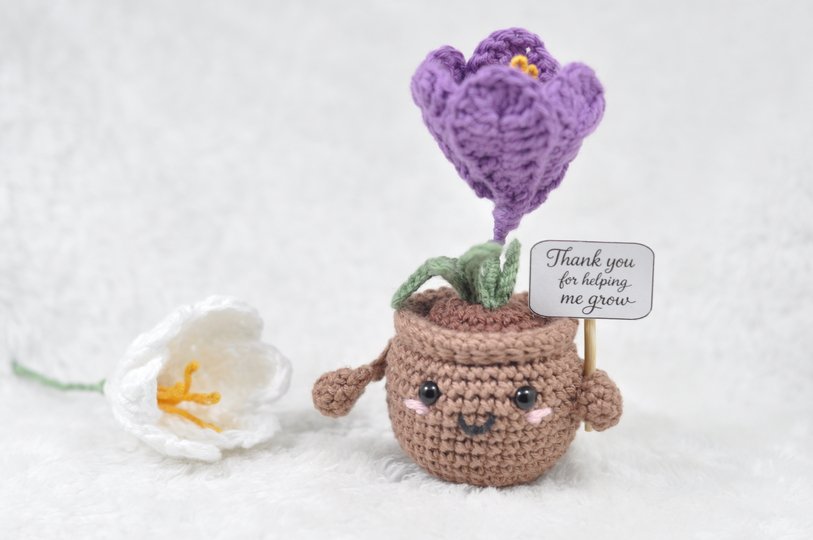 Crochet Pattern Support Plant – Spring Version (Set of 4)
