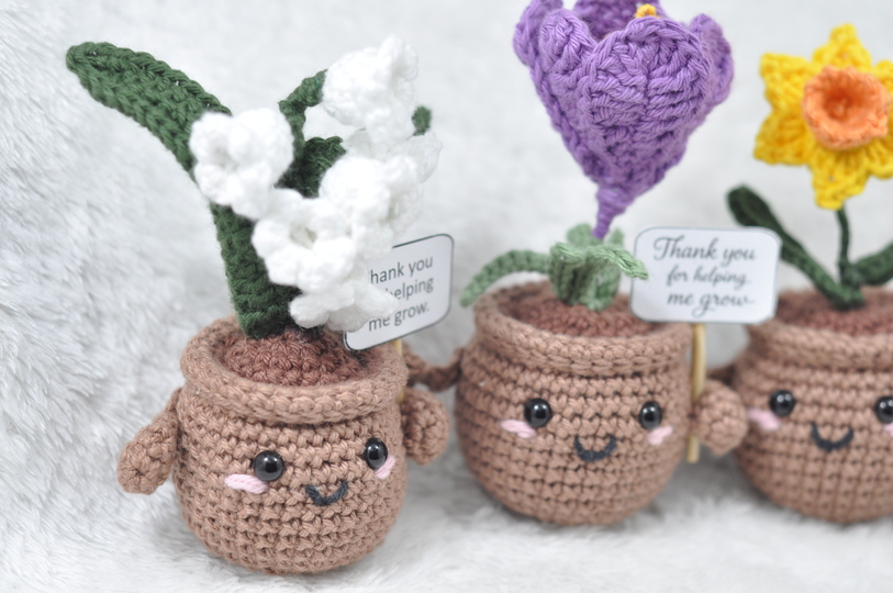 Häkelanleitung Support Plant - Frühlingsversion (4er Set)