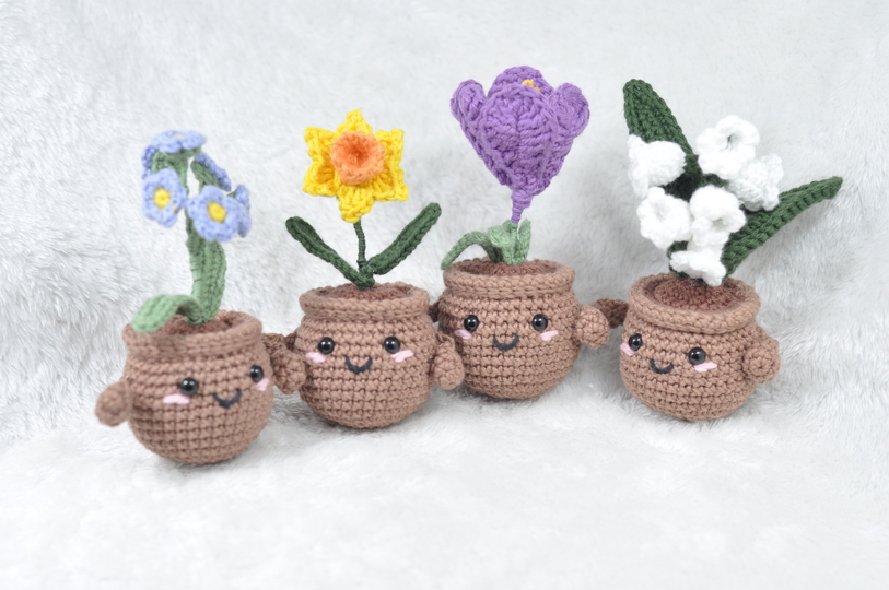 Häkelanleitung Support Plant - Frühlingsversion (4er Set)