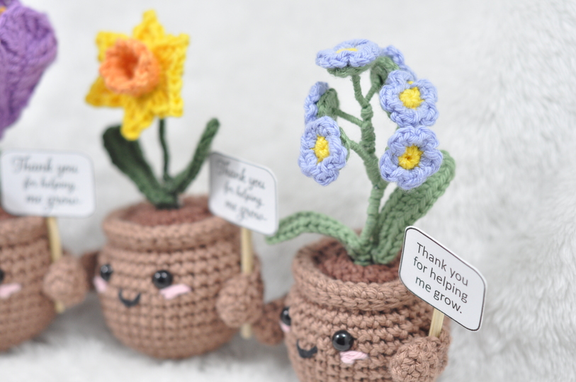 Häkelanleitung Support Plant - Frühlingsversion (4er Set)