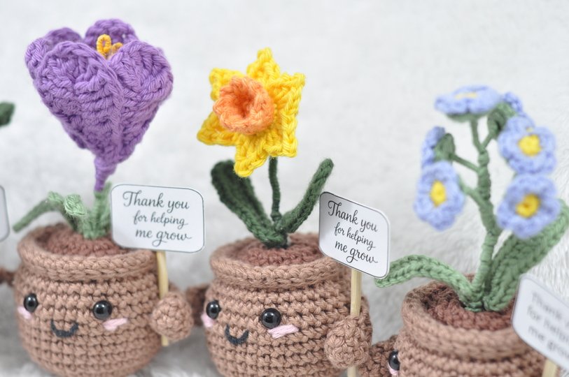 Häkelanleitung Support Plant - Frühlingsversion (4er Set)