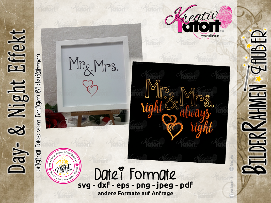 Plottdatei - BilderRahmen-Zauber (Day- & NightEffekt) - Mr. & Mrs. - Bild 3