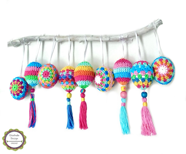 Crochet Pattern Boho Easter Eggs, Cute Decoration for Easter, 3 designs PDF