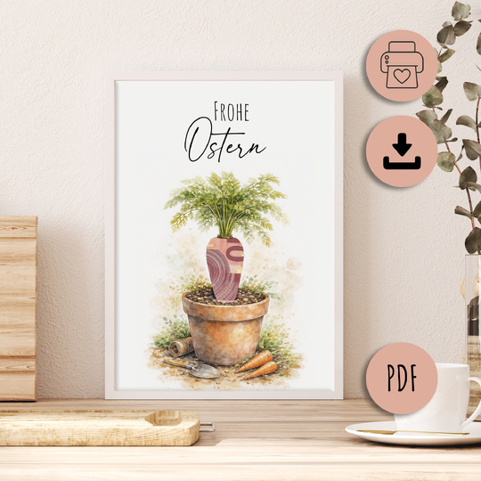 Poster GELDGESCHENK OSTERN Möhre DOWNLOAD Vorlage