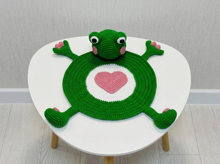 Crochet Pattern Frog Placemat for Baby Table Decor