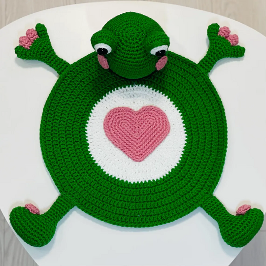 Häkelanleitung Frosch für Baby-Tischdekoration