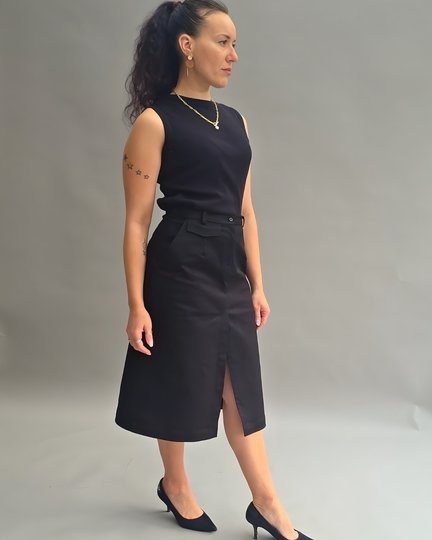 Schnittmuster eleganter Midi-Rock mit Schlitz und Eingriffstaschen