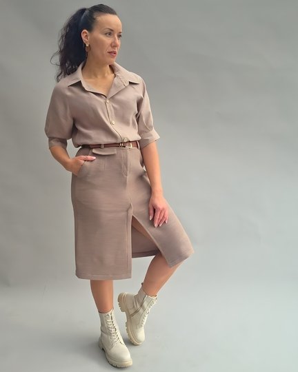 Schnittmuster eleganter Midi-Rock mit Schlitz und Eingriffstaschen