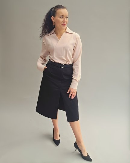 Schnittmuster eleganter Midi-Rock mit Schlitz und Eingriffstaschen