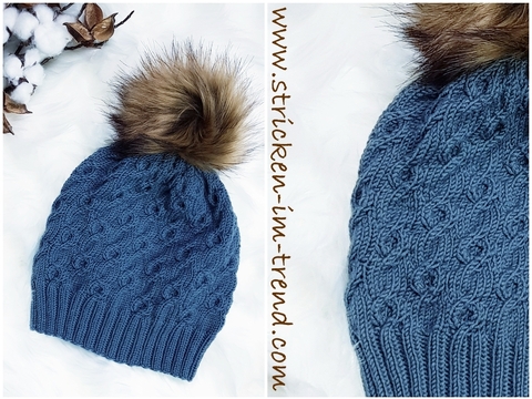 Knitting Pattern for Cable Hat / Beanie | Pom-Pom Hat Merino Pur 125 #1