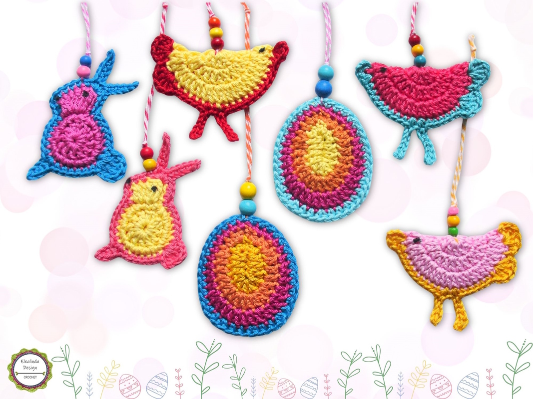 Ostereier Hase Hühner Anhänger Deko für Ostern Häkelanleitung Osterdeko